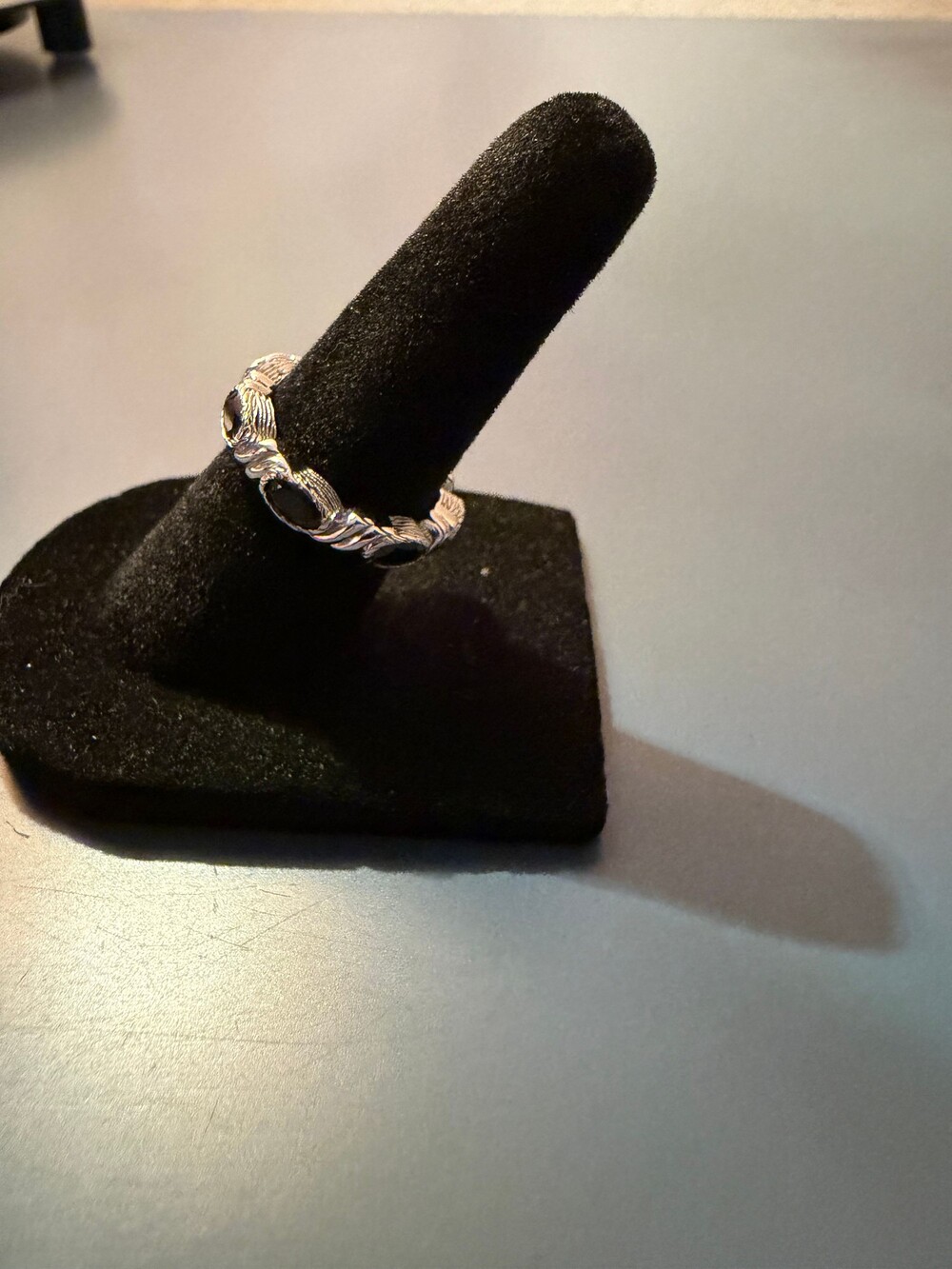 Sterling Silver Ring Size 7 Black Spinel Oval Bezel Set Band christian james - Picture 4 of 6